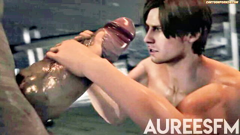 Leon Kennedy with massive cock in Resident Evil gay SFM animated porn