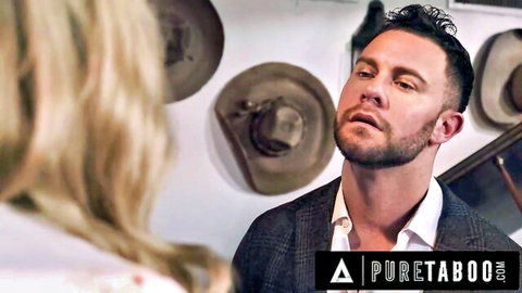 Bearded suited DILF intensely faces long-haired blonde in taboo Pure Taboo scene