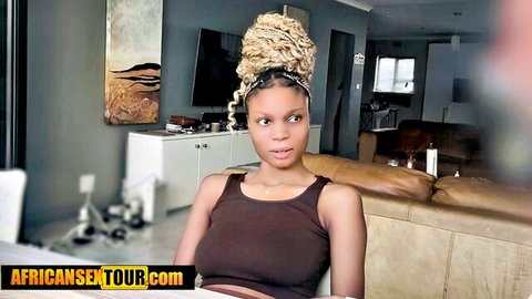 Ebony teen with big natural tits in tight tank top on carnivore diet