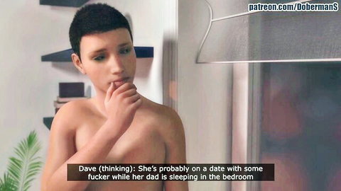 Young black guy Dave thinking shirtless in busty stepmom 3D porn comic
