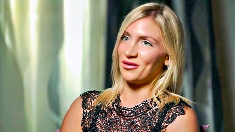 Blonde married woman in sexy lace top for cuckold porn interview