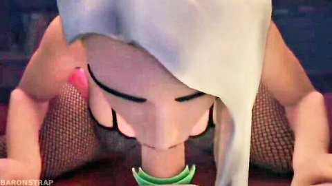 Mercy in lingerie tied up as Ashe sucks her futa cock, Overwatch hentai