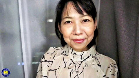 Rei Yuki Japanese mature stepmom smiling in blouse, seductive portrait