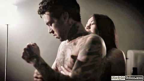 Kendra Spade embraced by tattooed stepbrother in intimate nude scene
