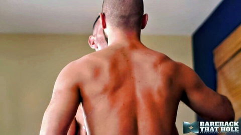 Muscular men in bareback gay trans sex scene at Love Trans Sex