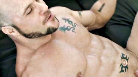 Rocco Steele muscular tattooed bear nude bareback scene