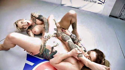 Vanessa Veracruz and Cassidy Banks in tattooed lesbian wrestling sex