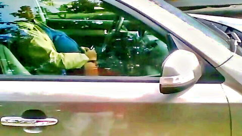 Old man caught masturbating in car by voyeur spy