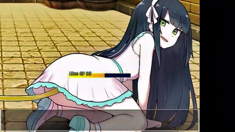 Anime femdom mistress in short white dress bends over doggy style teasing tight white panties