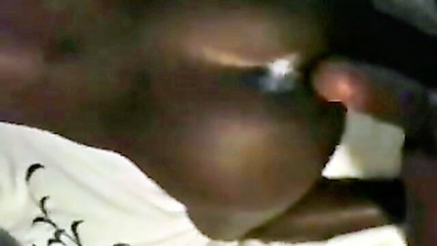 Ebony bareback anal creampie close-up, intense penetration visible