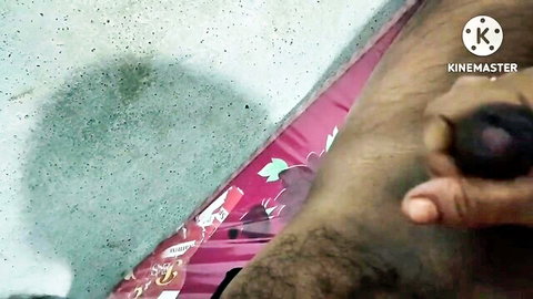 Telugu auntie oily hand massage on boyfriend's erect penis closeup