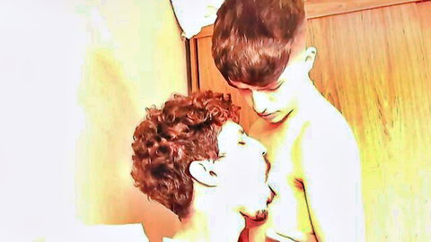 Young European guy gets his ass sucked by curly-haired man in intimate gay scene