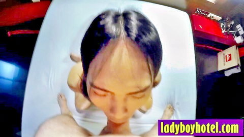 Asian ladyboy enjoys hardcore anal POV fuck with intense facial expression