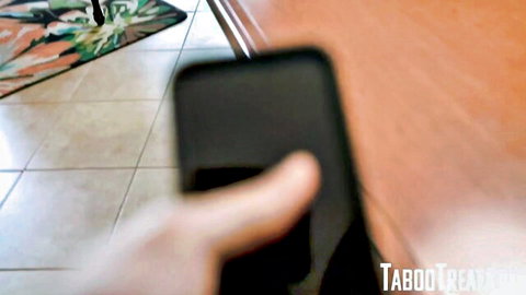 Kitten Latenight holding phone on day out with stepmom, teasing taboo fun
