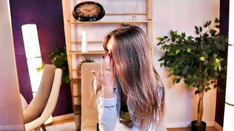 Erleneash shy 18yo teen camgirl covering face in blue shirt