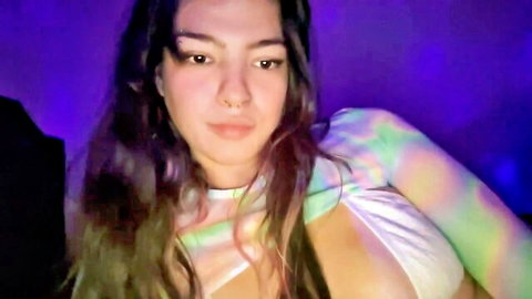 Webcam teen babe with big natural boobs and skinny body posing seductively