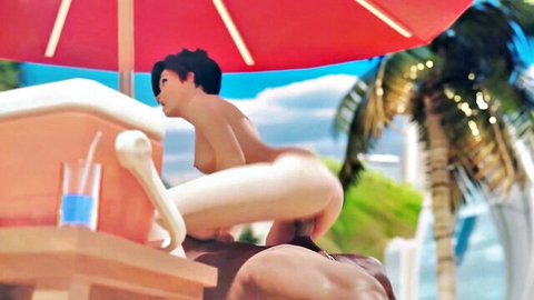 Tracer nude on lifeguard chair in cowgirl position beach sex