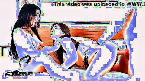 Two curvy brunettes intimately sharing huge cock in steamy action