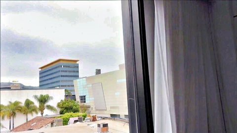 Angel Youngs apartment window view in steamy creampie POV video