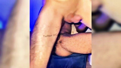 Hairy Arab man riding cock in deep anal gay sex close-up