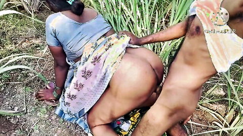 Indian wife in saree gets doggy style outdoors with big ass exposed
