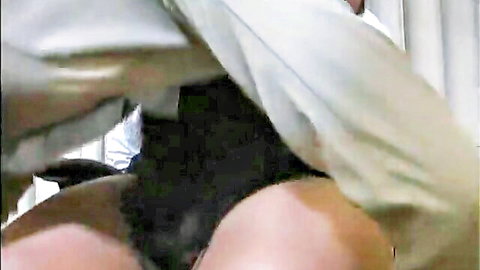 Dominant lesbian MILF hand gags submissive big tits secretary in office lezdom play