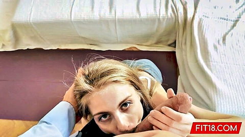 Bonnie Dolce petite skinny amateur casting FIT18, skinny blonde sucking dildo