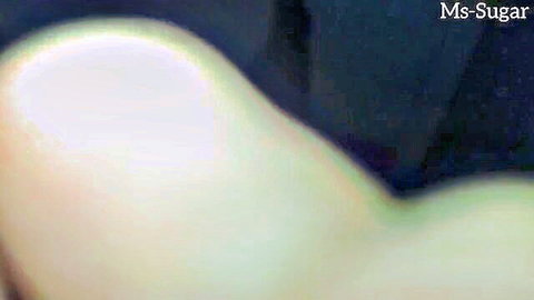 Blurry closeup of shaved pale pussy lips in amateur homemade video.