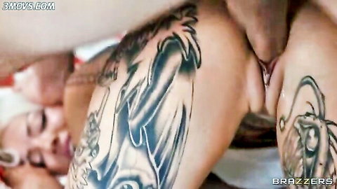 Tattooed Nichole Saphir anal doggystyle pounding by Brazzers