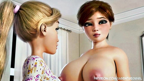 AgentRedGirl animated roommates: blonde in dress eyes nude brunette's huge tits