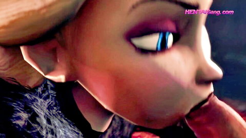 Elsa cosplay giving intense blowjob in The Queen's Secret 4K scene