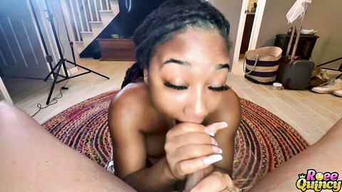 Ree Quincy ebony solo masturbation POV close-up fingering