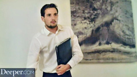 Tyler Nixon in white shirt with black folder, Deeper video thumbnail with Valentina Nappi