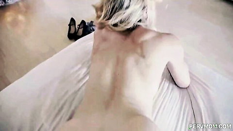Busty MILF Cory Chase nude from behind on bed, blonde ass view