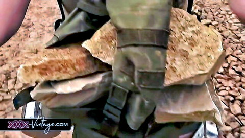 Jane Darling in military camp anal sodomy with gloved hands