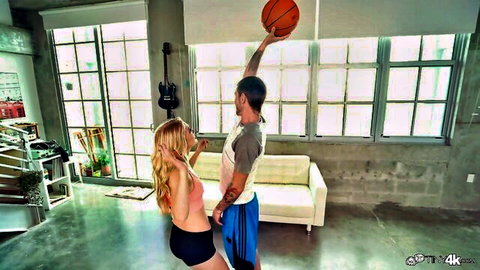 Anastasia Knight topless in sporty basketball hookup with tattooed stud