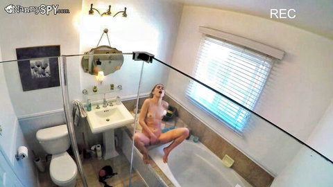 Nanny exposes hidden bush in bathroom spy cam solo
