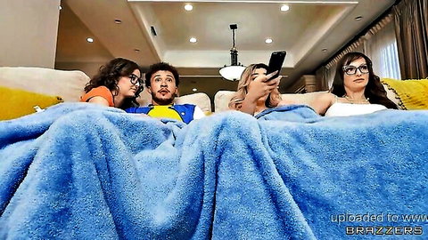 Chloe Surreal in steamy threesome lunch with steps, group couch tease