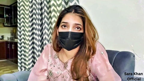 Sara KhanPH in pink salwar kameez and mask, seductive Indian beauty