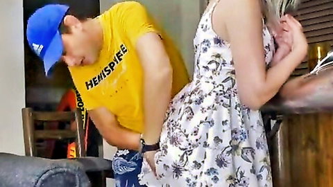 Amateur doggy style tease with hot blonde in floral dress - Sparowdox homemade