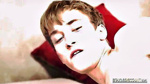 Young man's ecstatic face during intense anal penetration by lover
