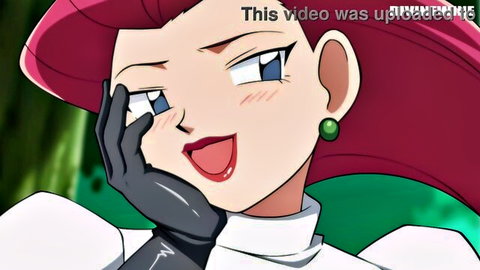 Anime Jessie in flirty pose from Pokemon threesome with Ash & Misty HD vid