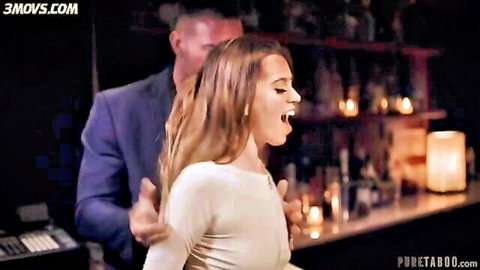 Jill Kassidy in white top grabbed by suited Charles Dera in bar scene