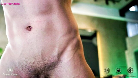 Thomas Falcon nude close-up of muscular abs and exposed genitals