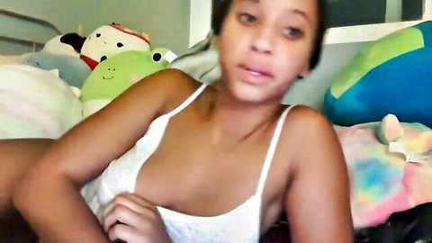 Jazzybabexoxo young ebony teen teasing cleavage in white slip
