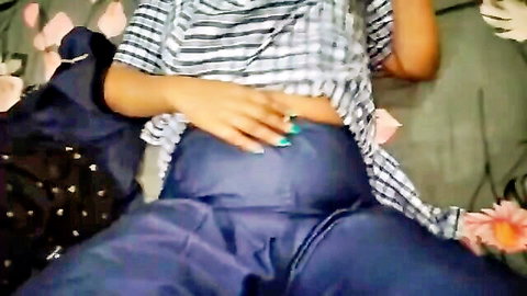 Pregnant Indian hotwife stepsister teasing in tight pants and open shirt