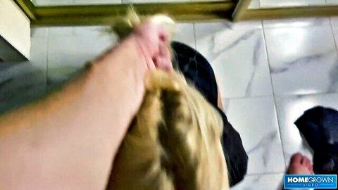 Blonde babe hair pulled during hard pussy pounding