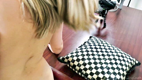 Dahlia Noire blonde nude back view on Backroom Casting Couch