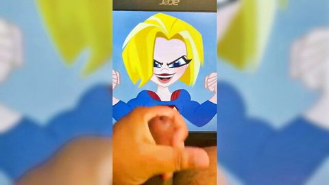 Cartoon Supergirl cum tribute with sticky facial on animated heroine