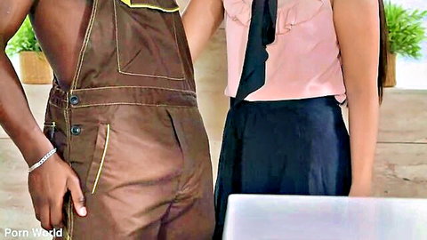 May Thai teases black mover in overalls, bossy Asian slut scene